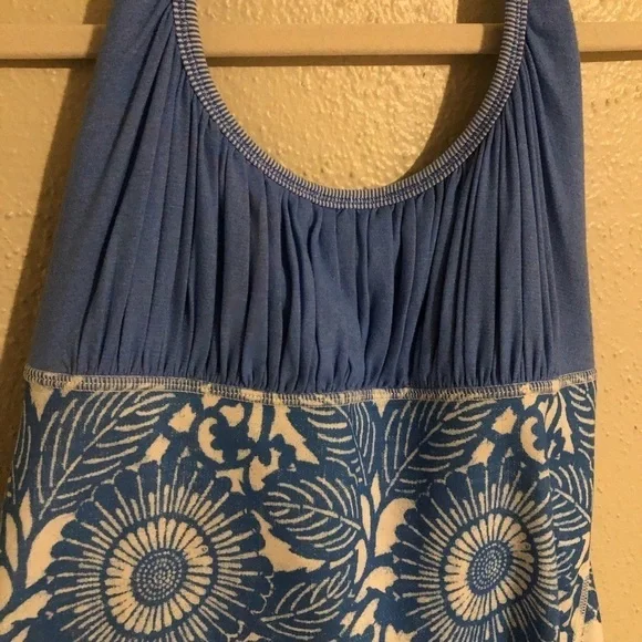 Lululemon Namaste Blue Geo Floral Ruched Halter Tank - Picture 3 of 7